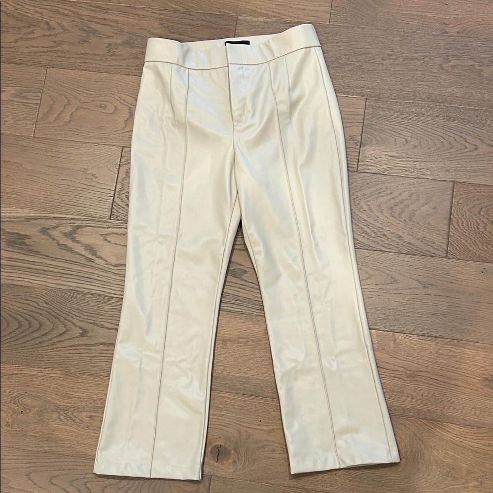 Zara cream faux leather pants